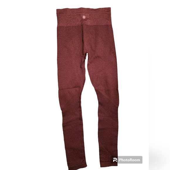 ATHLETA Shimmer Tight Leggings BLACK w/ Metallic Gold Size M Runs Small - Picture 3 of 3